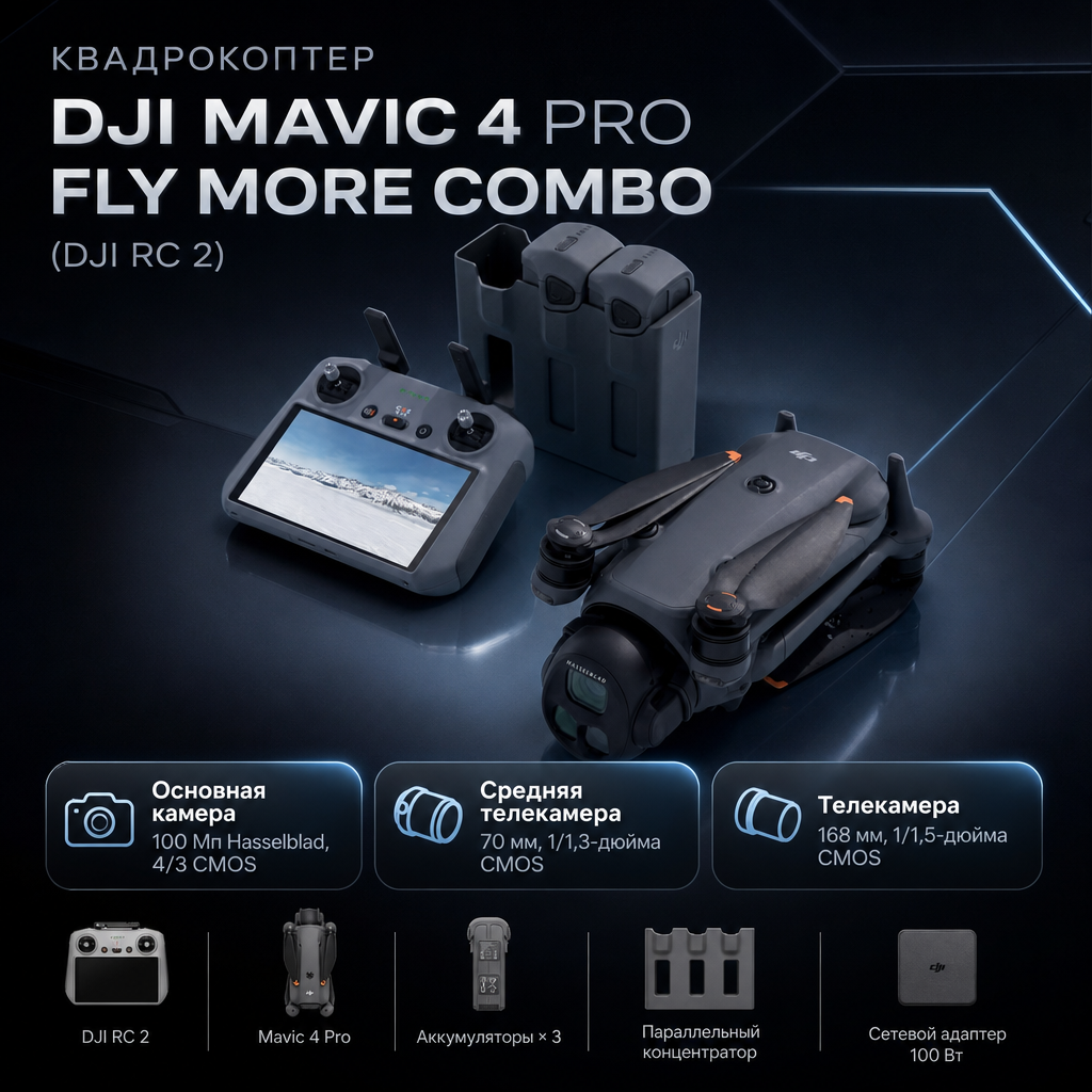 Квадрокоптер DJI Mavic 4 Pro Fly More Combo (DJI RC 2)