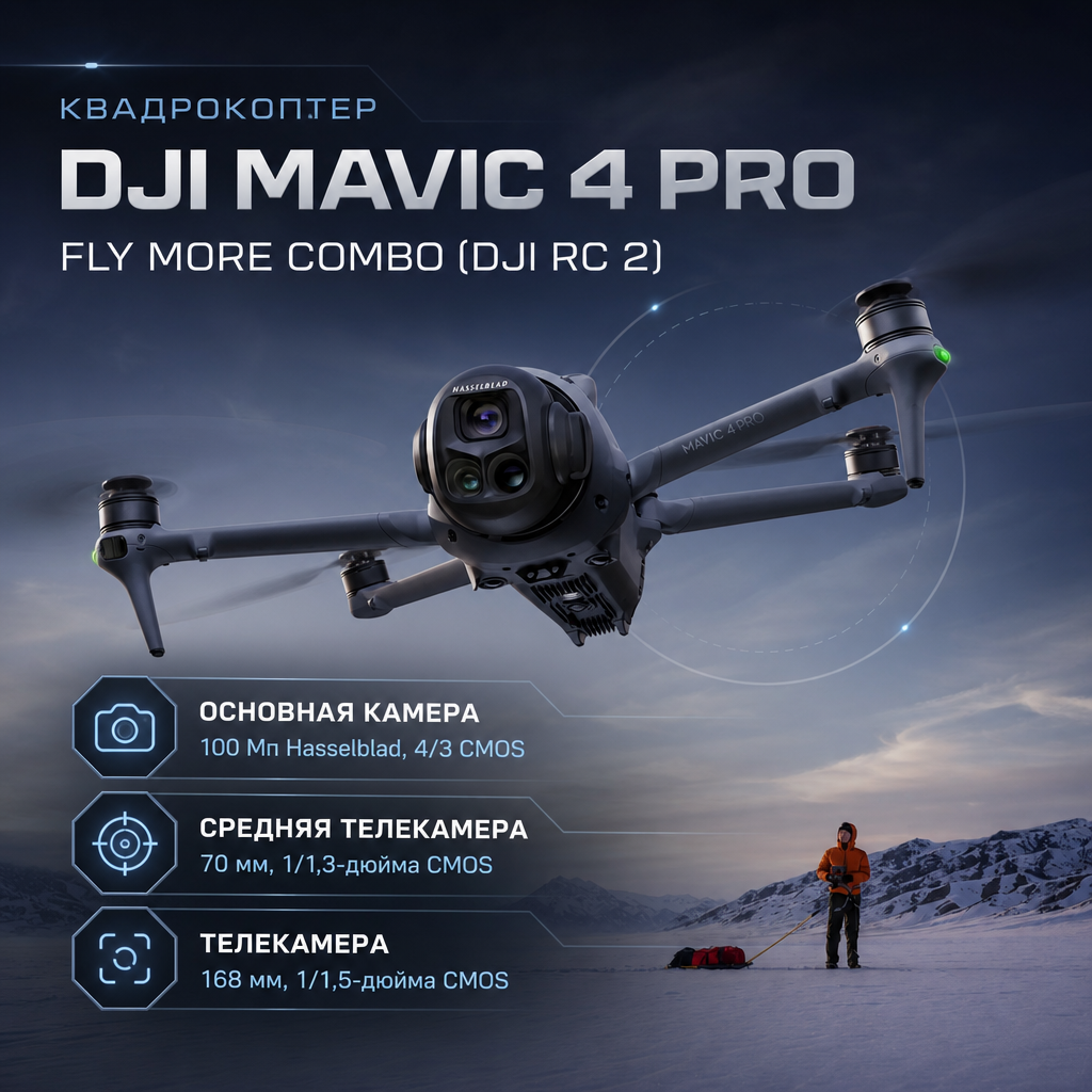 Квадрокоптер DJI Mavic 4 Pro Fly More Combo (DJI RC 2) — инфографика