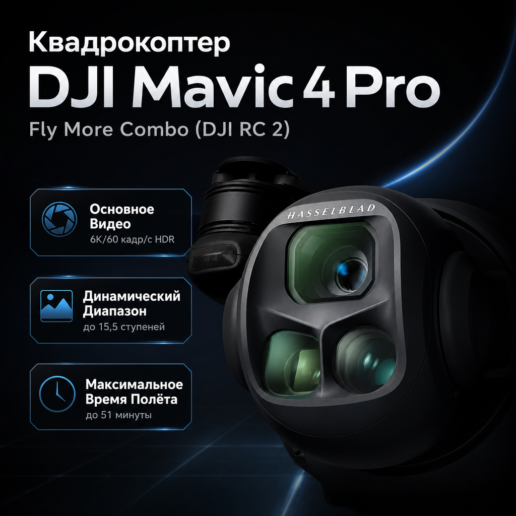 Квадрокоптер DJI Mavic 4 Pro Fly More Combo (DJI RC 2) — инфографика