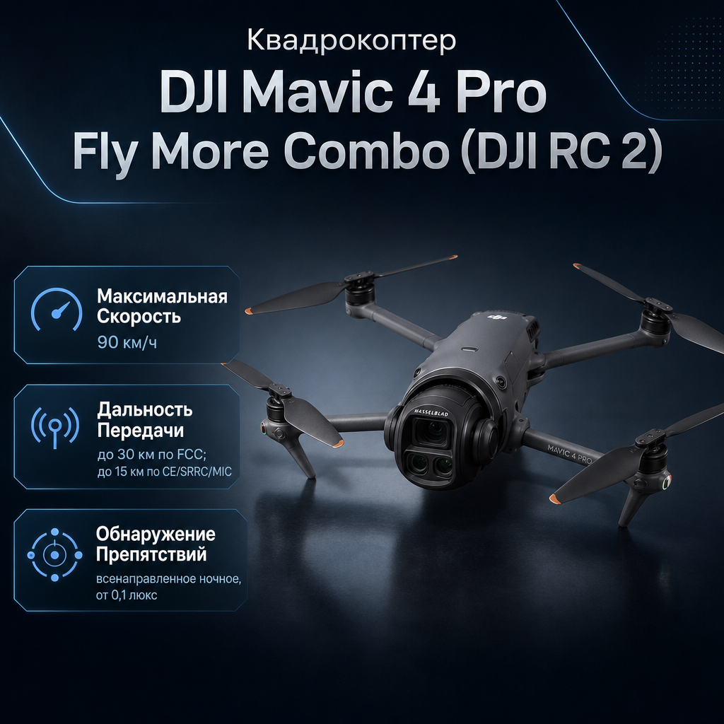 Квадрокоптер DJI Mavic 4 Pro Fly More Combo (DJI RC 2) — инфографика