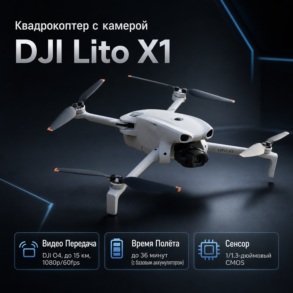 Квадрокоптер с камерой DJI Lito X1 — инфографика