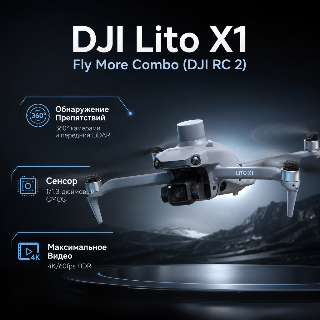 DJI Lito X1 Fly More Combo (DJI RC 2) — инфографика