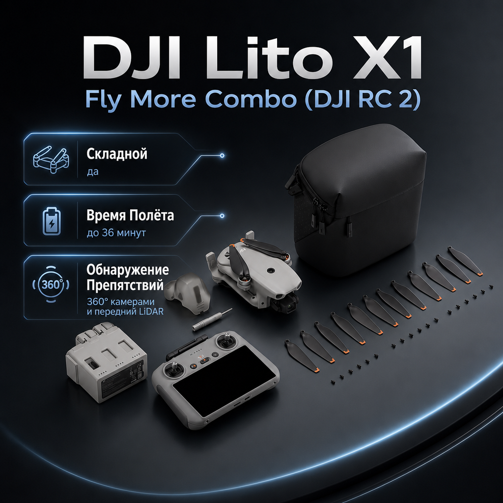 DJI Lito X1 Fly More Combo (DJI RC 2) — инфографика