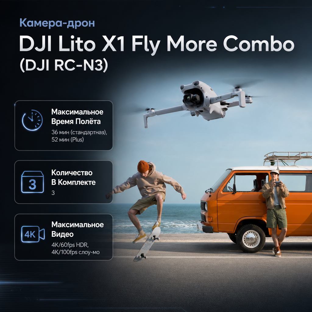 Квадрокоптер DJI Lito X1 Fly More Combo (DJI RC-N3)