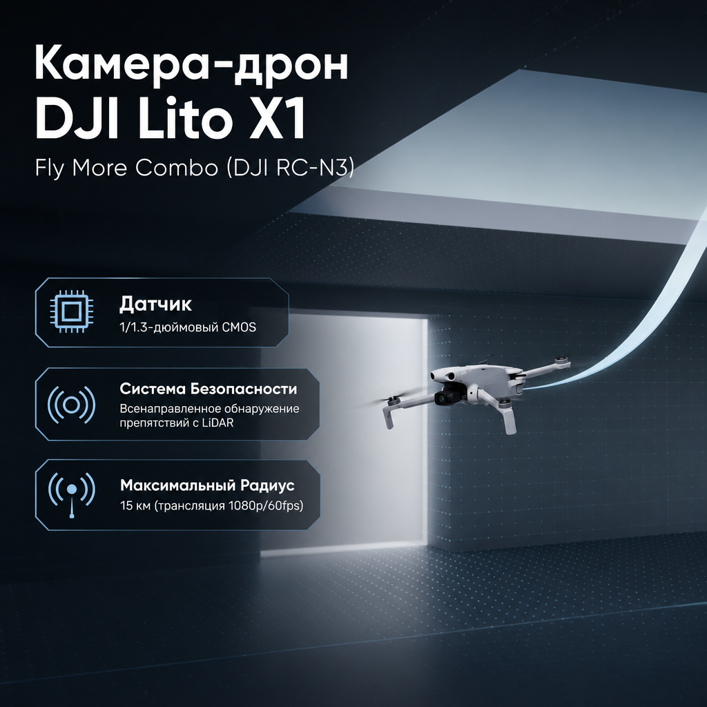 Камера-дрон DJI Lito X1 Fly More Combo (DJI RC-N3) — инфографика