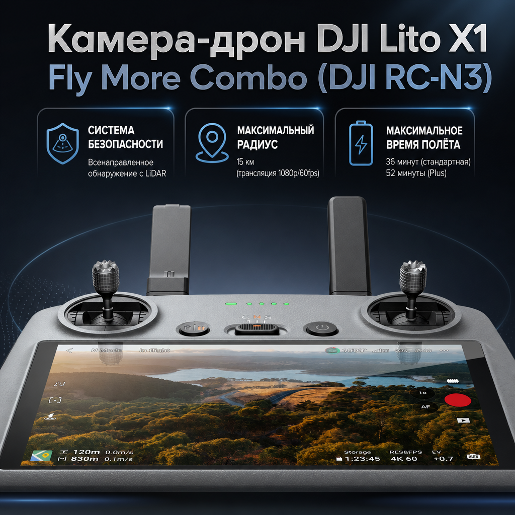 Камера-дрон DJI Lito X1 Fly More Combo (DJI RC-N3) — инфографика