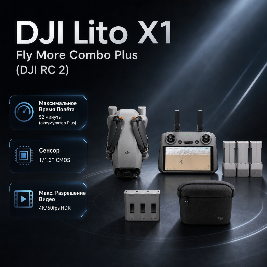 Квадрокоптер DJI Lito X1 Fly More Combo Plus (DJI RC 2)