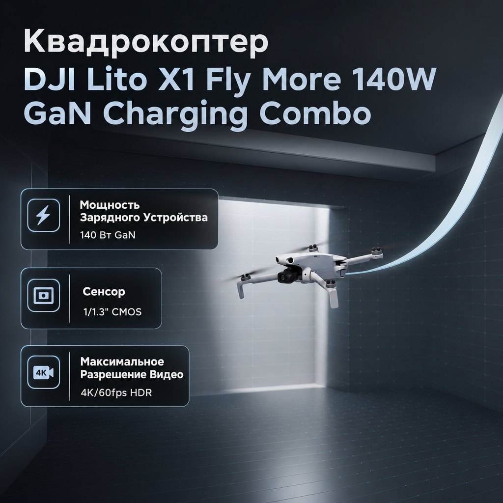 Квадрокоптер DJI Lito X1 Fly More 140W GaN Charging Combo — инфографика