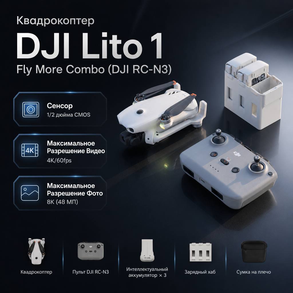 Квадрокоптер DJI Lito 1 Fly More Combo (DJI RC-N3)