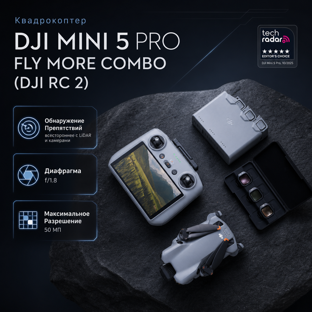 Квадрокоптер DJI Mini 5 Pro Fly More Combo (DJI RC 2)