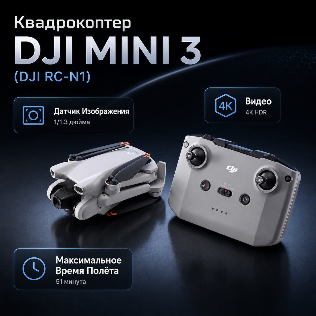 Квадрокоптер DJI Mini 3 (DJI RC-N1)