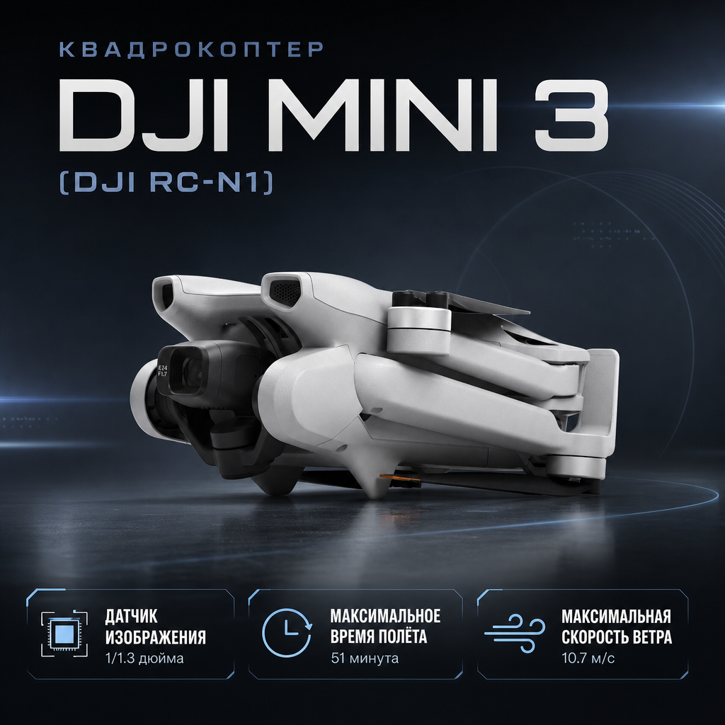 Квадрокоптер DJI Mini 3 (DJI RC-N1) — инфографика