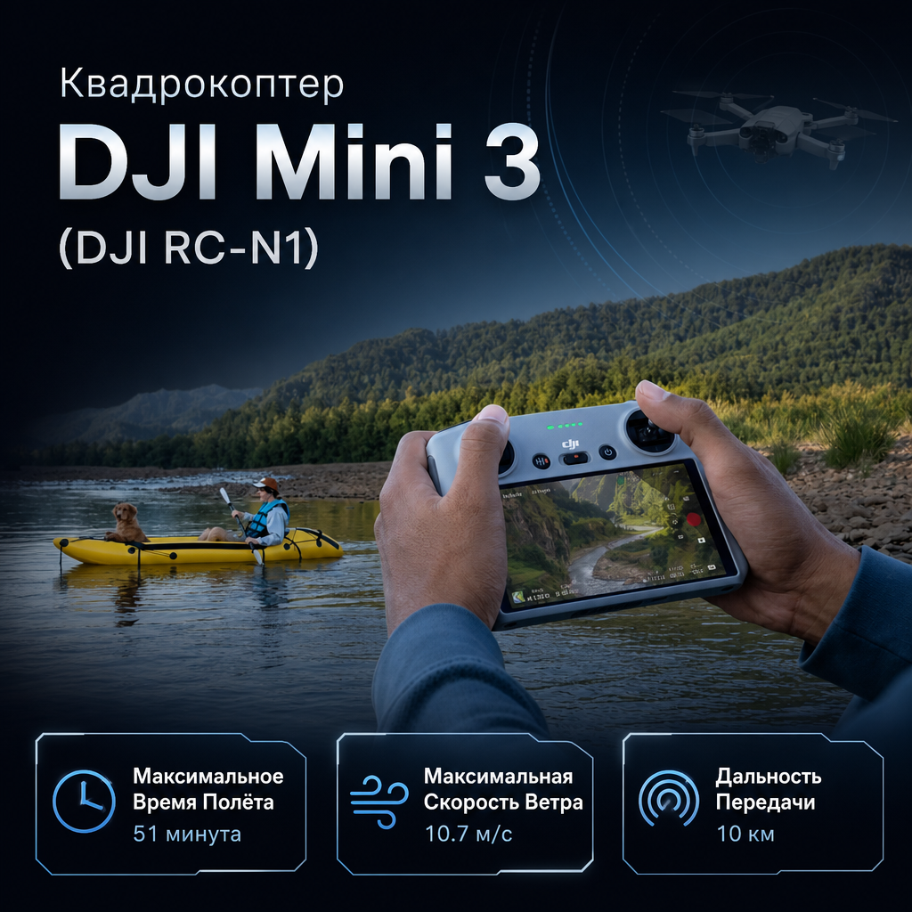 Квадрокоптер DJI Mini 3 (DJI RC-N1) — инфографика