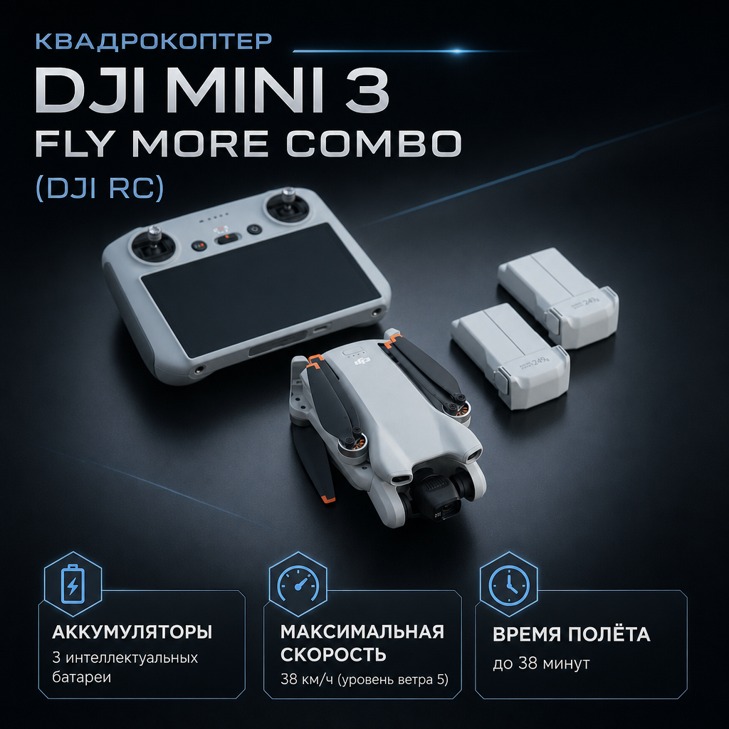 Квадрокоптер DJI Mini 3 Fly More Combo (DJI RC)