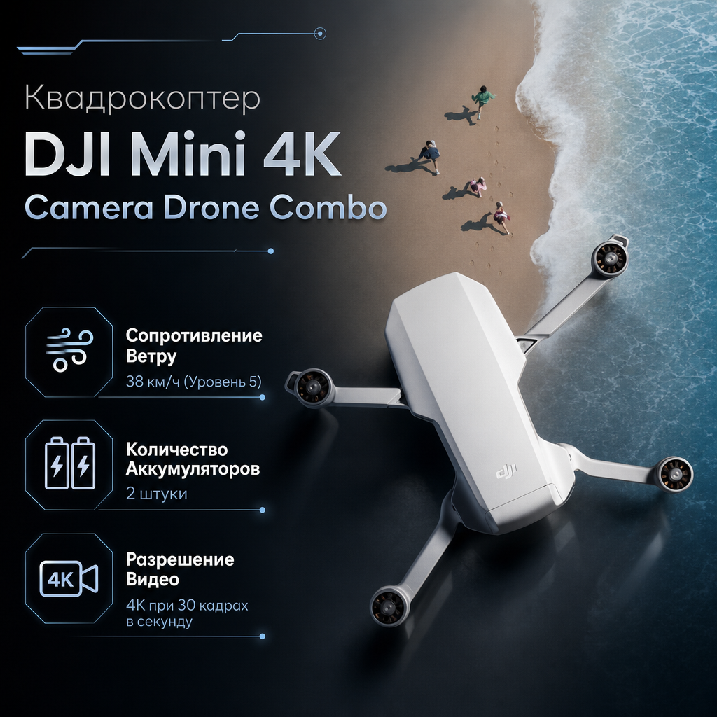 Квадрокоптер DJI Mini 4K Camera Drone Combo — инфографика