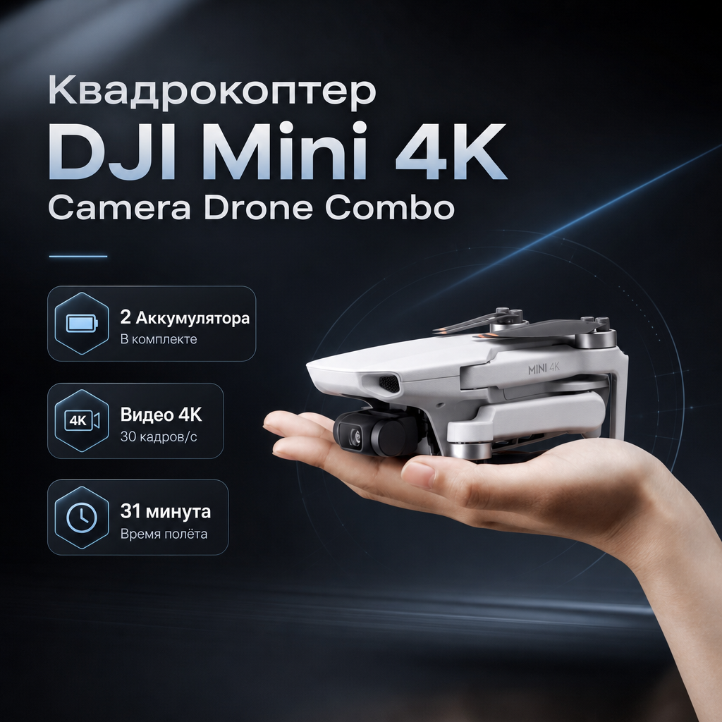 Квадрокоптер DJI Mini 4K Camera Drone Combo — инфографика