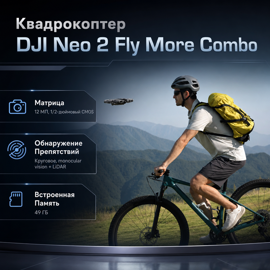 Квадрокоптер DJI Neo 2 Fly More Combo — инфографика