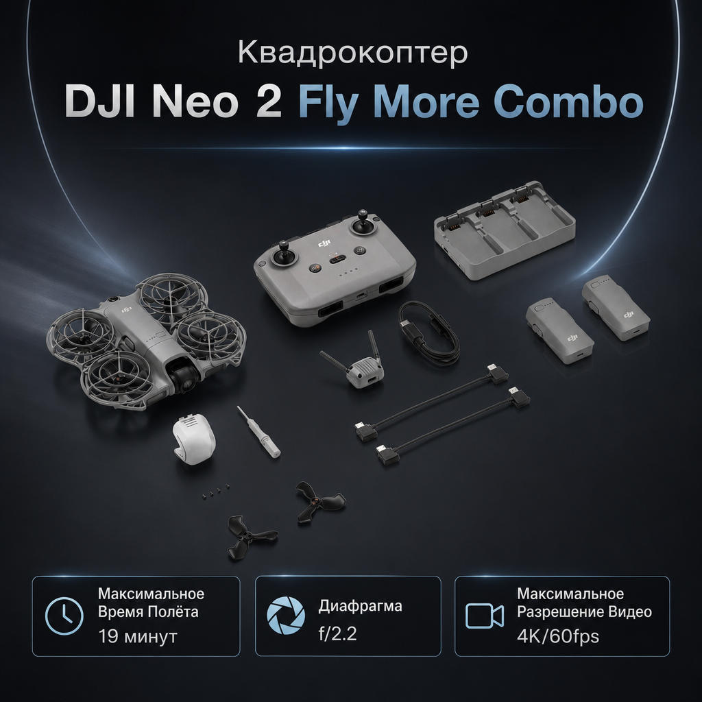 Квадрокоптер DJI Neo 2 Fly More Combo — инфографика