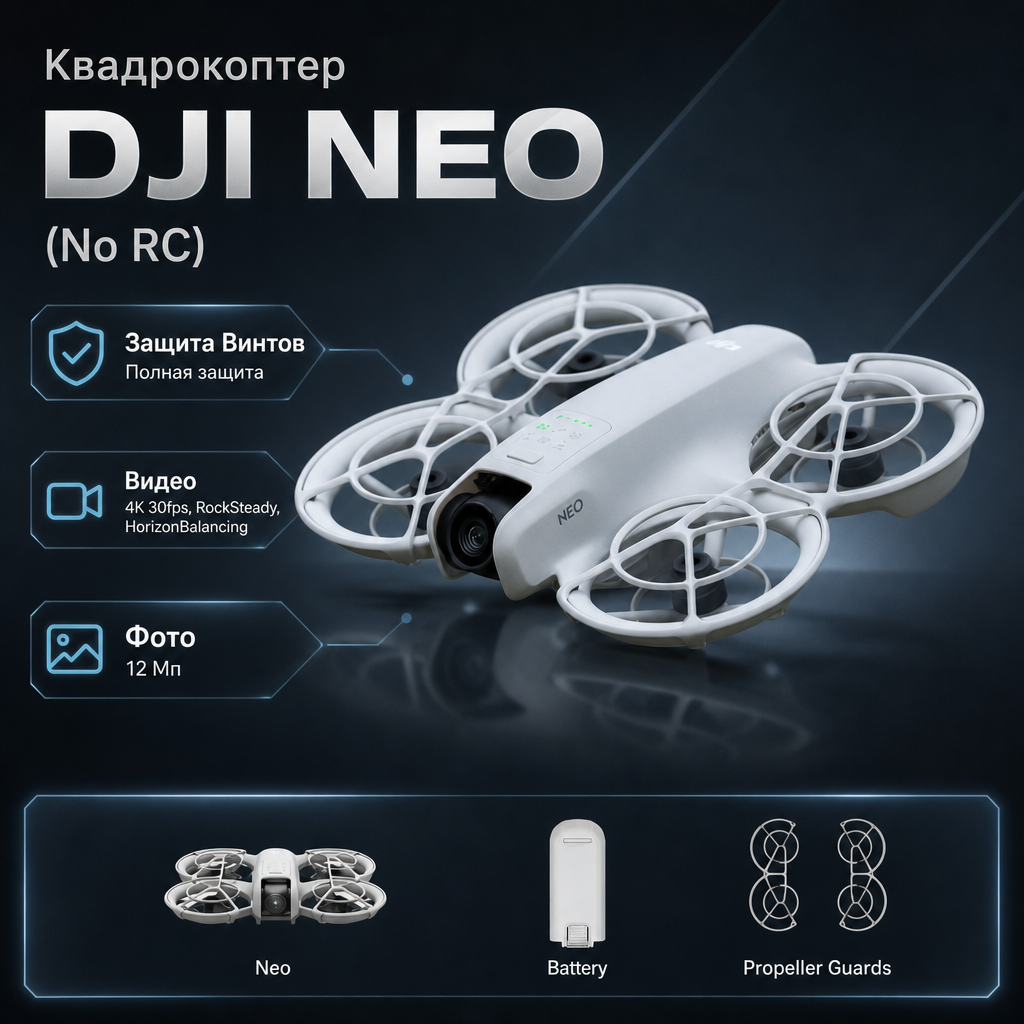 Квадрокоптер DJI Neo (No RC) — инфографика