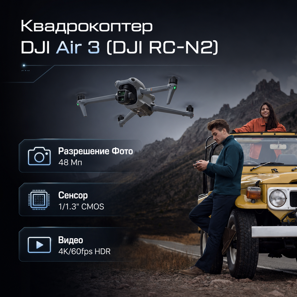 Квадрокоптер DJI Air 3 (DJI RC-N2)