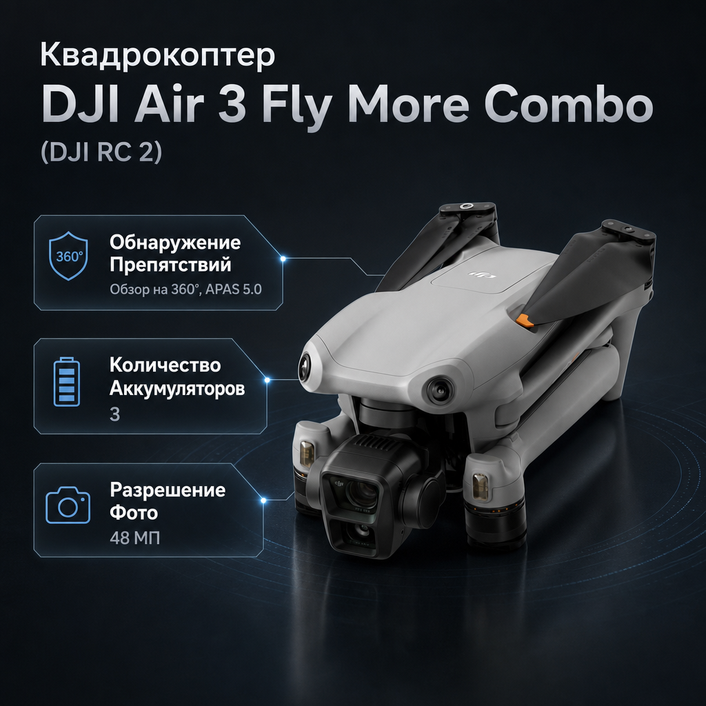 Квадрокоптер DJI Air 3 Fly More Combo (DJI RC 2) — инфографика