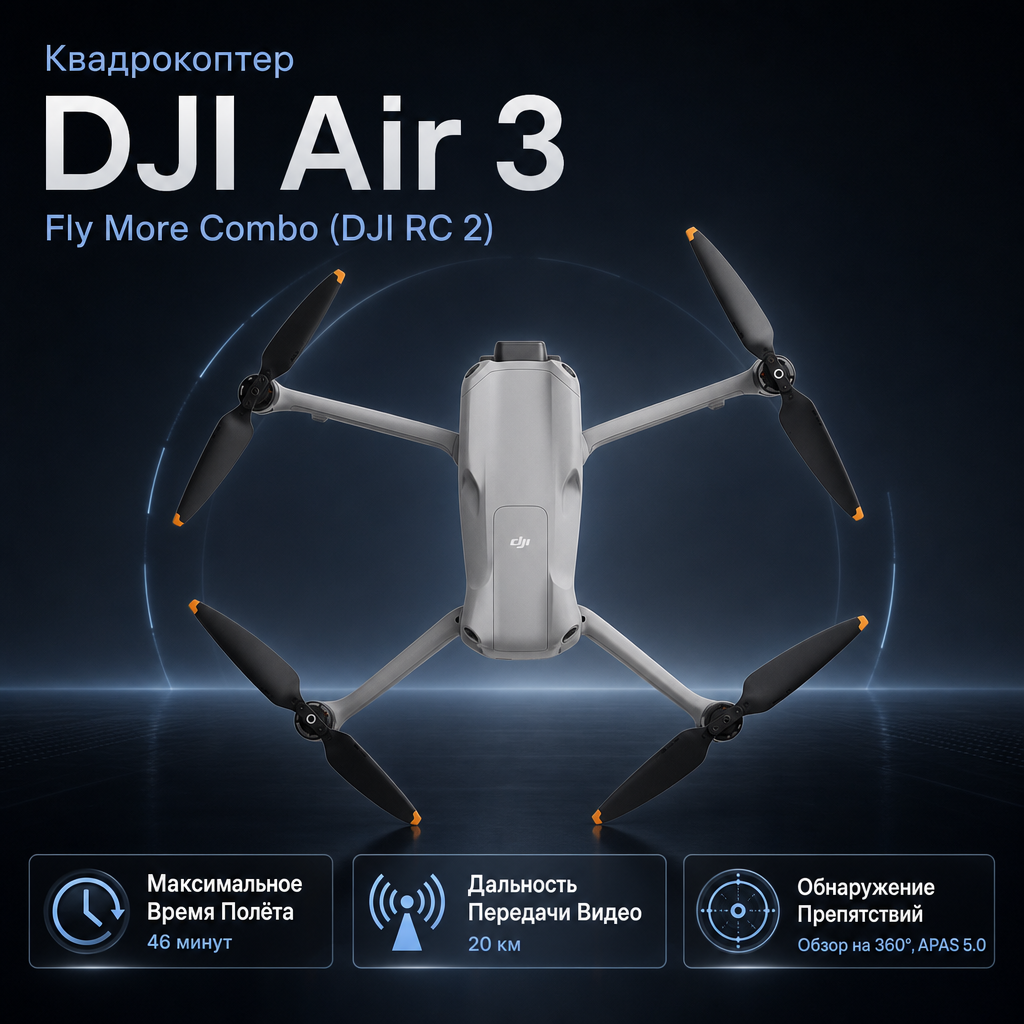 Квадрокоптер DJI Air 3 Fly More Combo (DJI RC 2) — инфографика