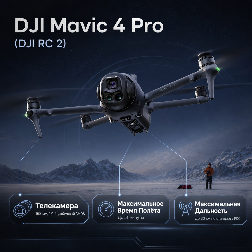 DJI Mavic 4 Pro (DJI RC 2) — инфографика