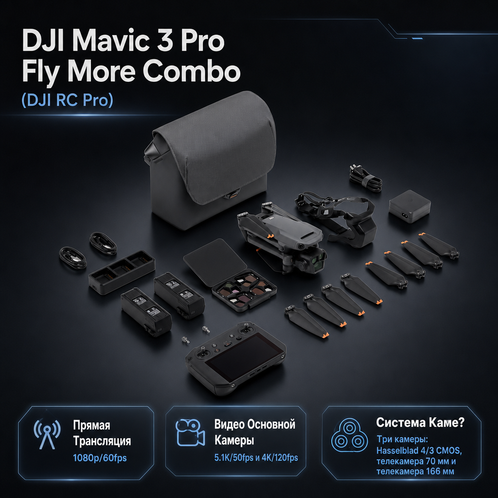 DJI Mavic 3 Pro Fly More Combo (DJI RC Pro) — инфографика