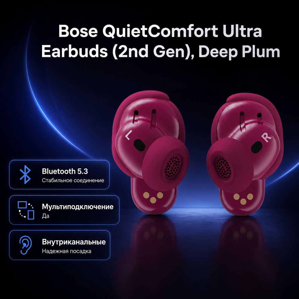 Инфографика: Bose QuietComfort Ultra Earbuds (2nd Gen), Deep Plum