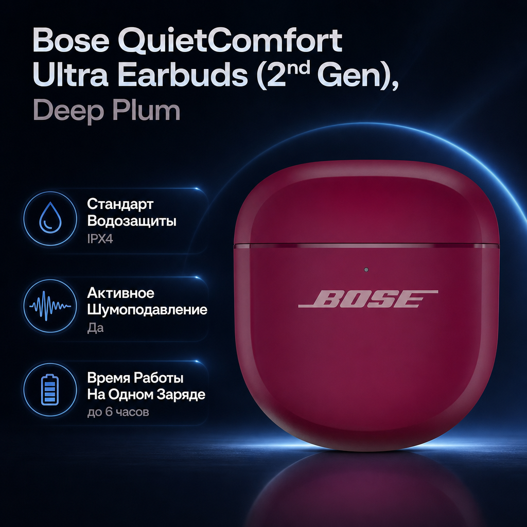 Инфографика: Bose QuietComfort Ultra Earbuds (2nd Gen), Deep Plum