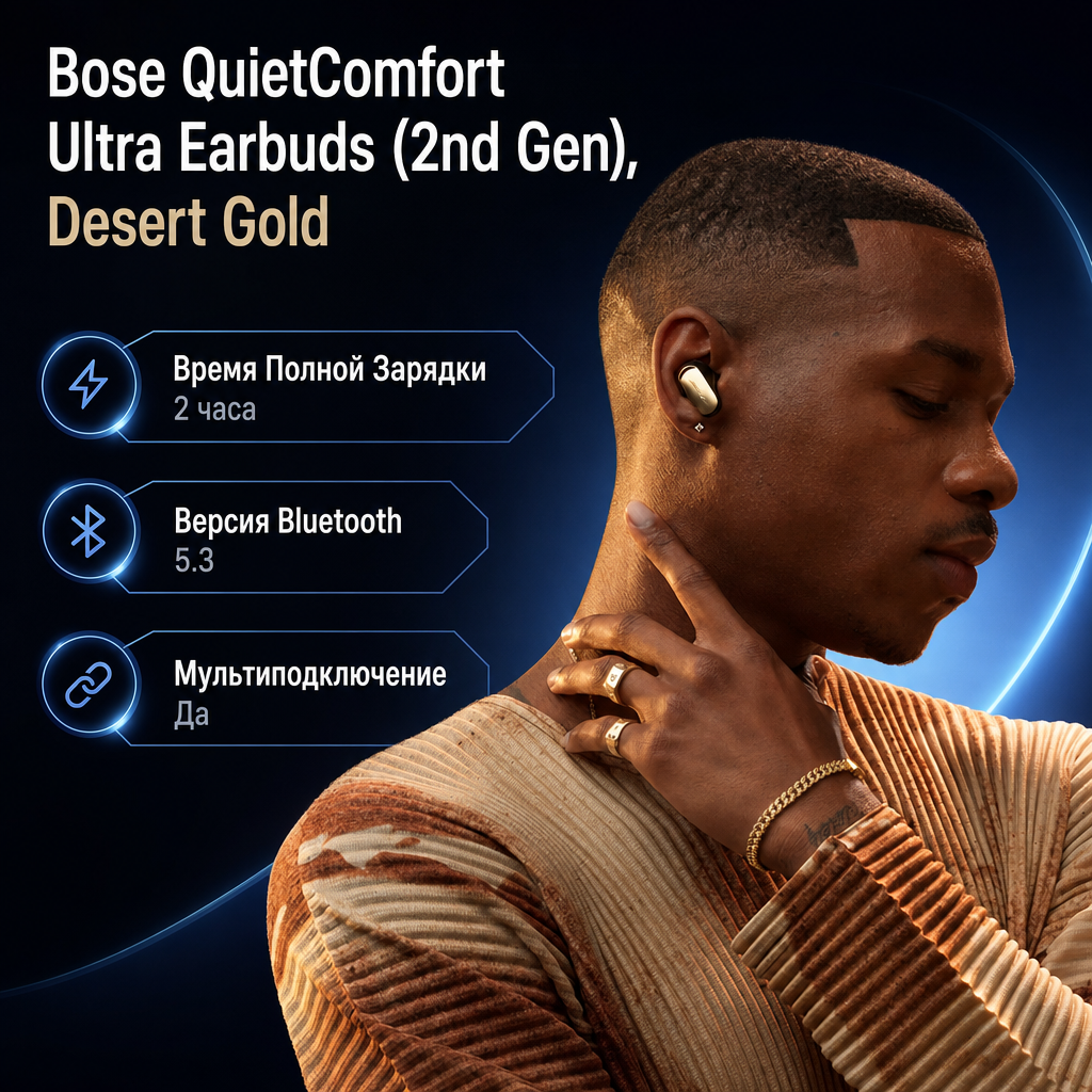 Инфографика: Bose QuietComfort Ultra Earbuds (2nd Gen), Desert Gold