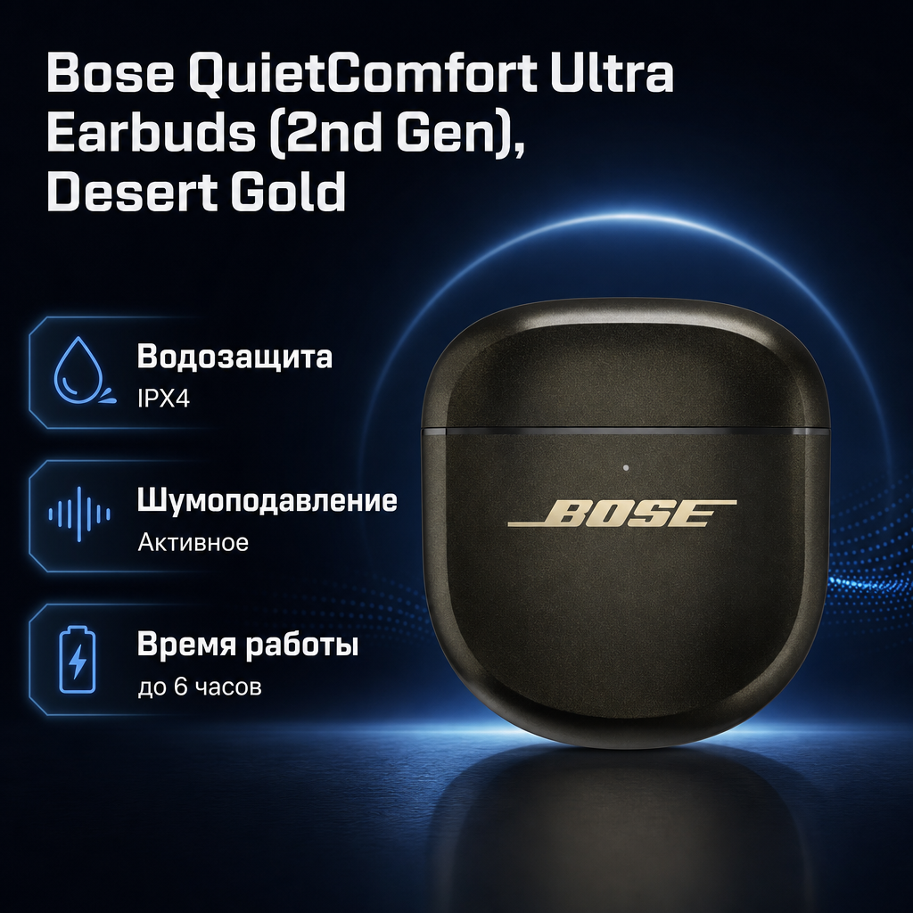 Инфографика: Bose QuietComfort Ultra Earbuds (2nd Gen), Desert Gold