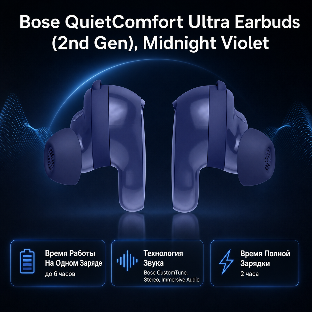 Инфографика: Bose QuietComfort Ultra Earbuds (2nd Gen), Midnight Violet