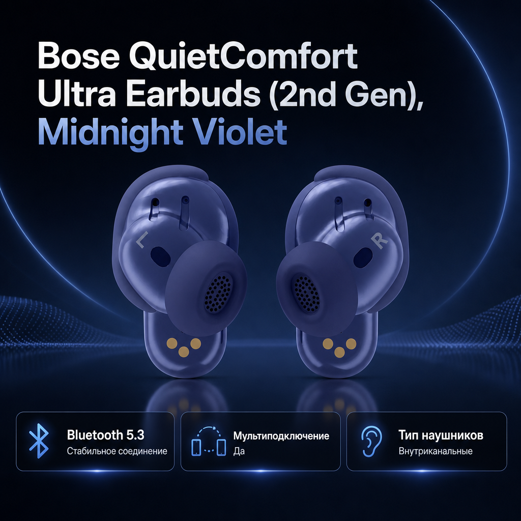 Инфографика: Bose QuietComfort Ultra Earbuds (2nd Gen), Midnight Violet