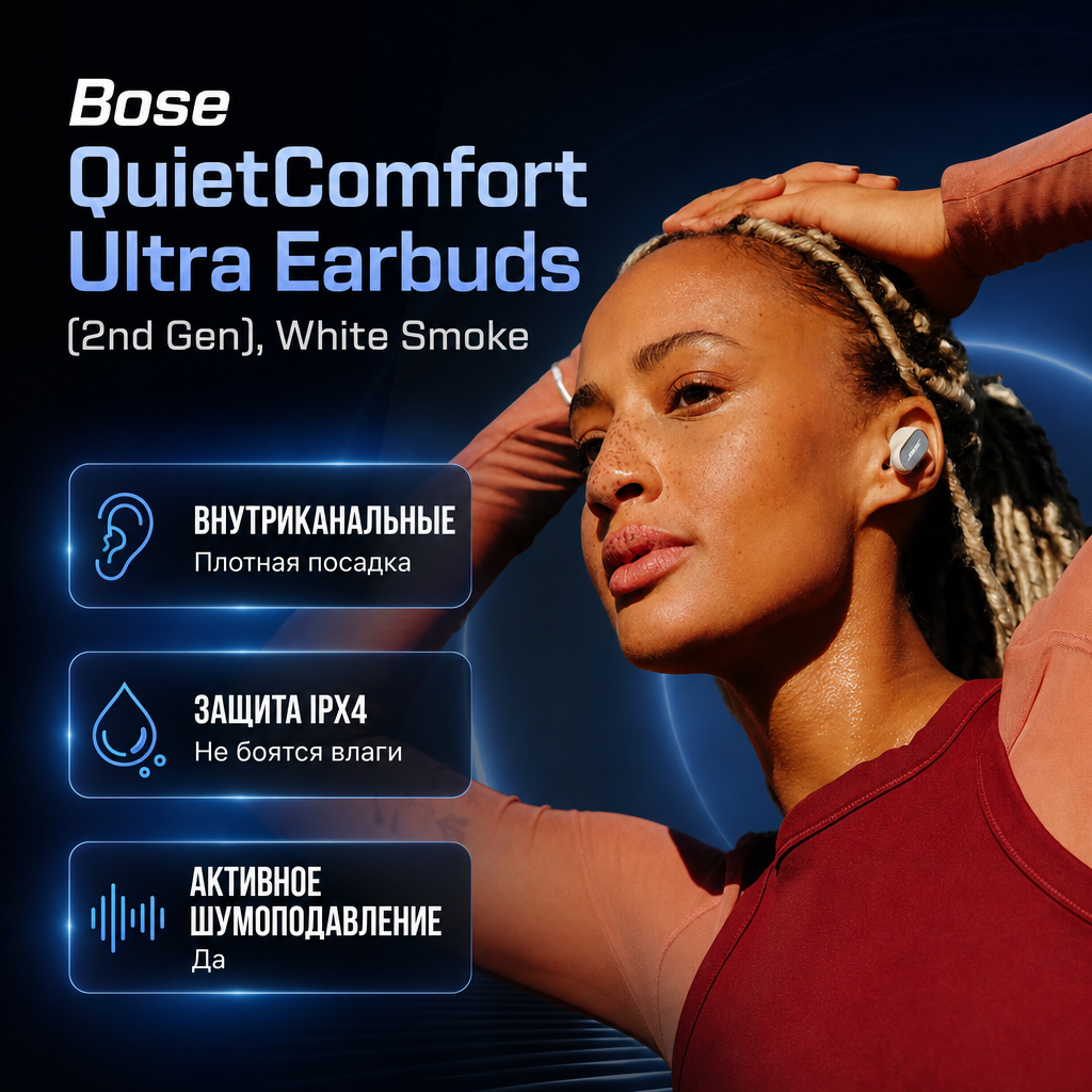 Инфографика: Bose QuietComfort Ultra Earbuds (2nd Gen), White Smoke