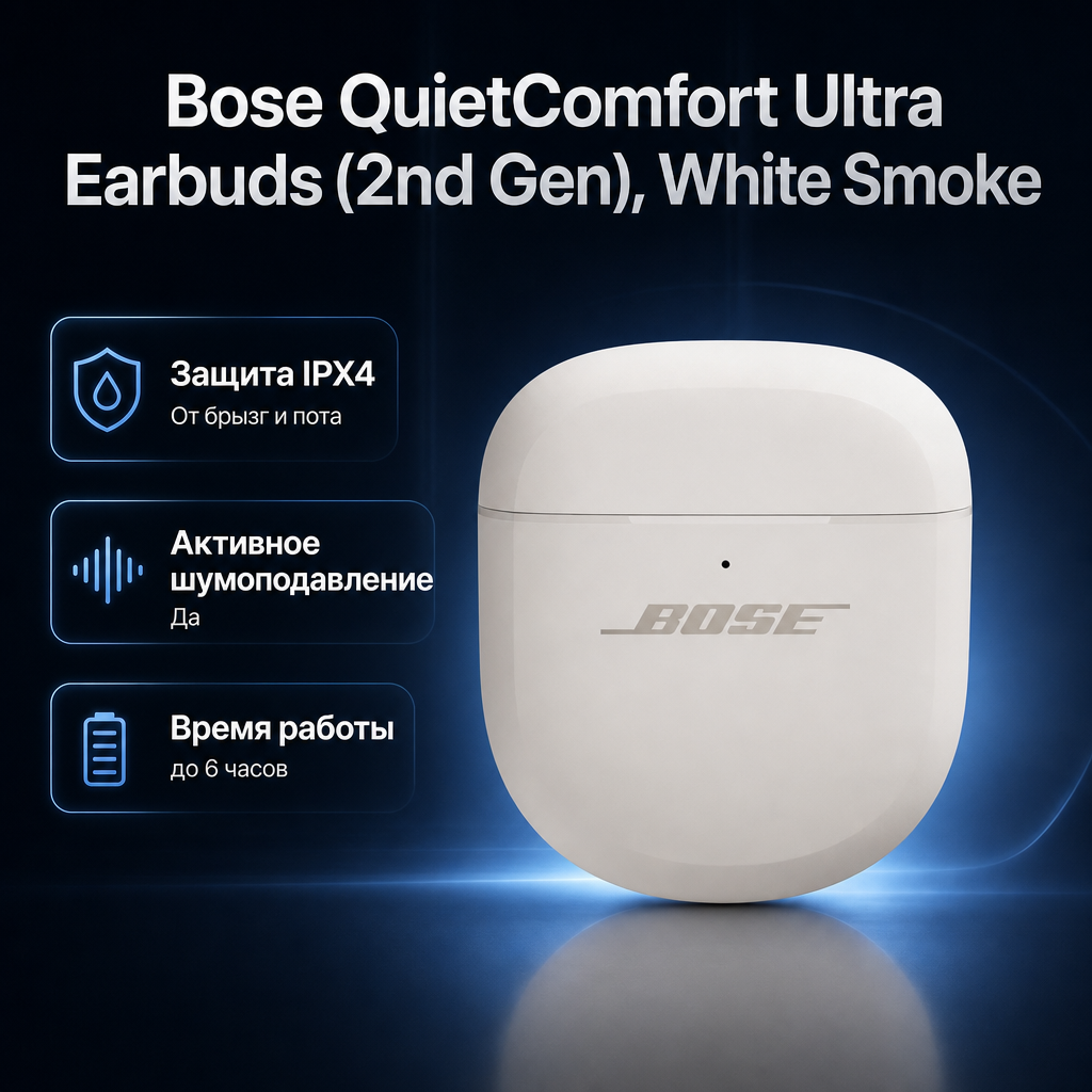Инфографика: Bose QuietComfort Ultra Earbuds (2nd Gen), White Smoke