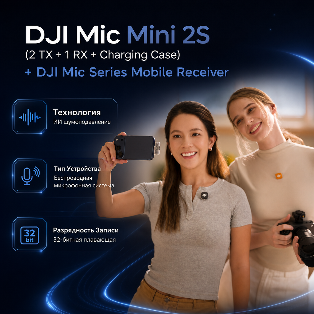 2S (2 TX + 1 RX + Charging Case) + DJI Mic Series Mobile Receiver