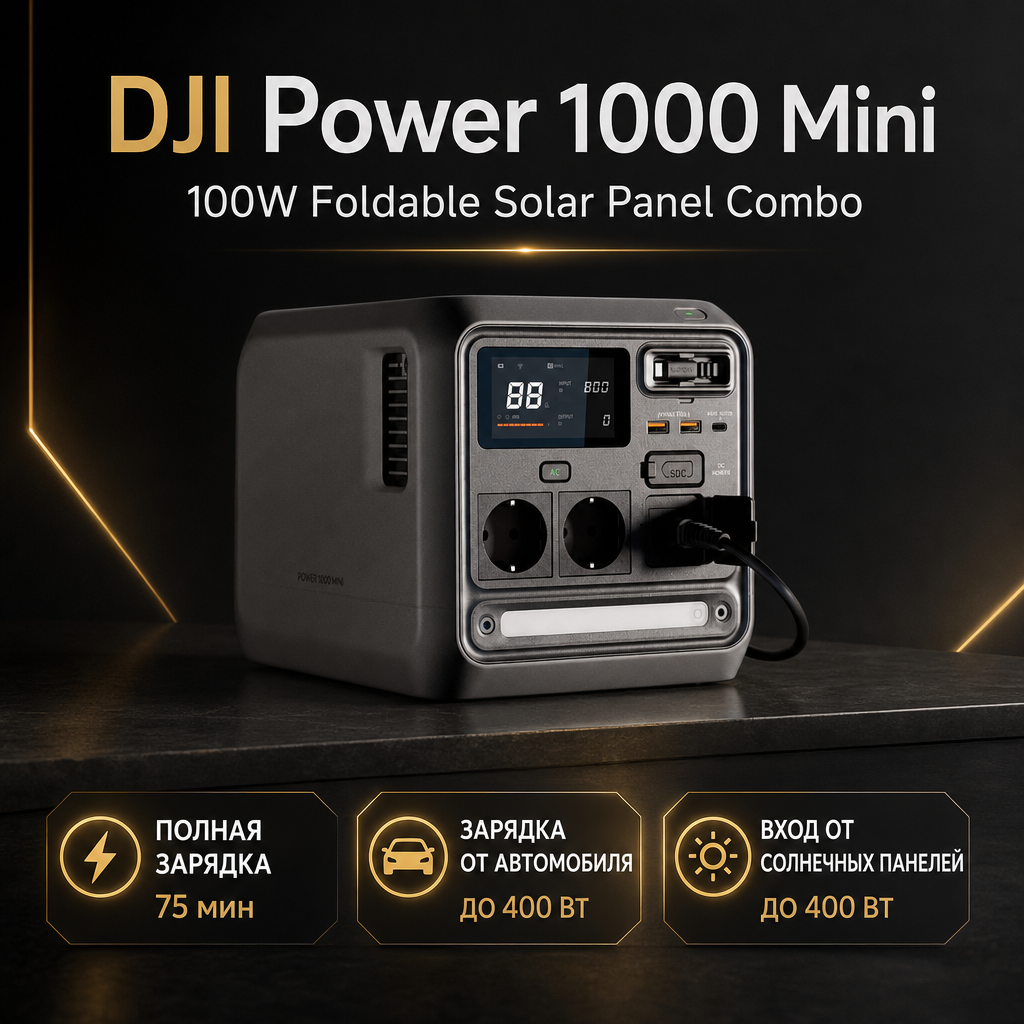 Инфографика: DJI Power 1000 Mini 100W Foldable Solar Panel Combo
