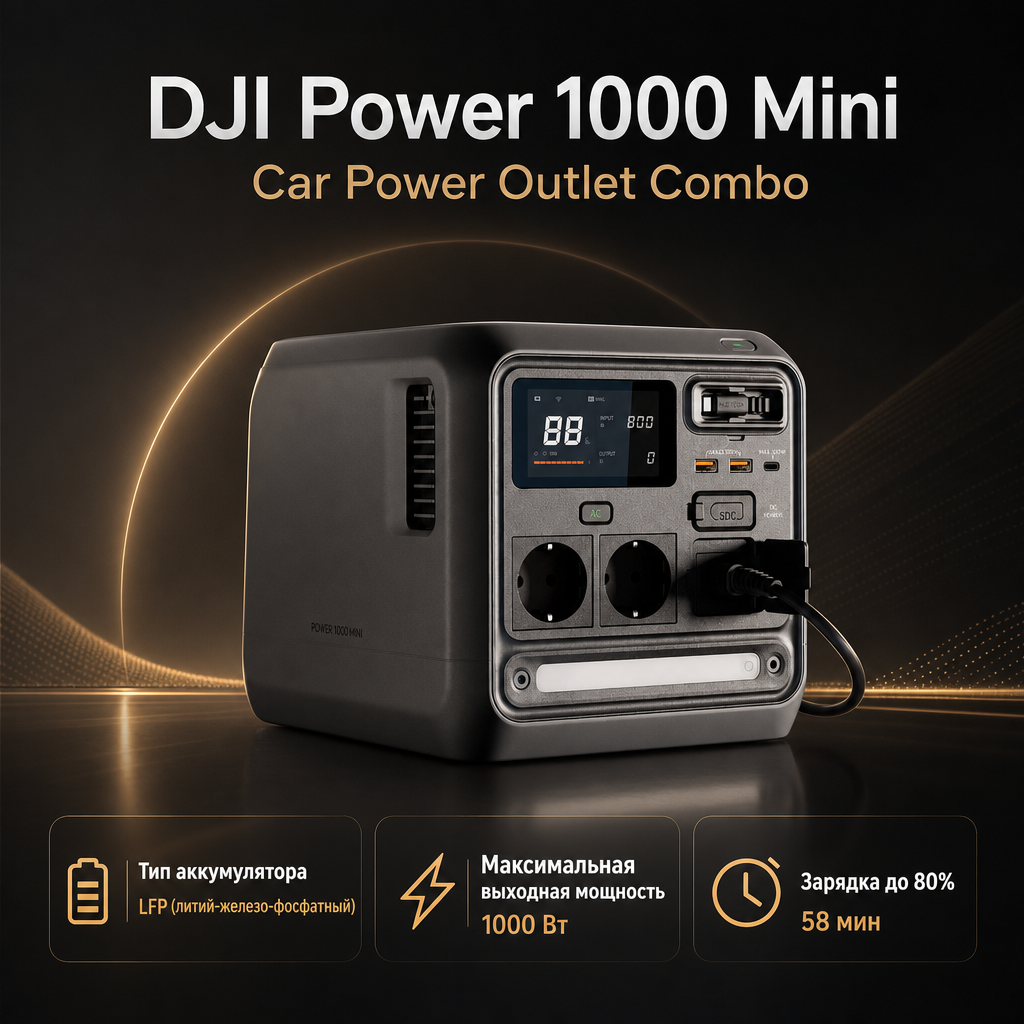 Инфографика: DJI Power 1000 Mini Car Power Outlet Combo