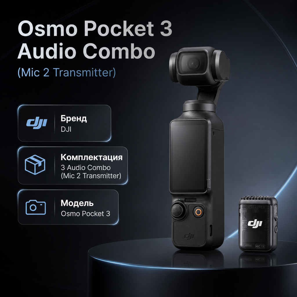 Инфографика: Osmo Pocket 3 Audio Combo (Mic 2 Transmitter)