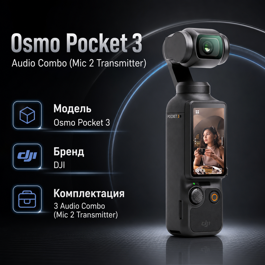 Инфографика: Osmo Pocket 3 Audio Combo (Mic 2 Transmitter)
