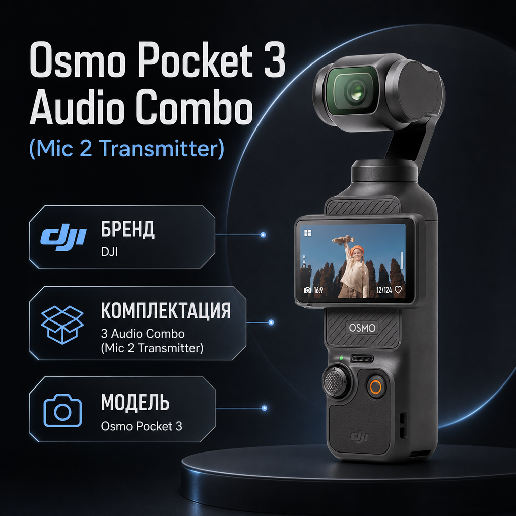 Инфографика: Osmo Pocket 3 Audio Combo (Mic 2 Transmitter)