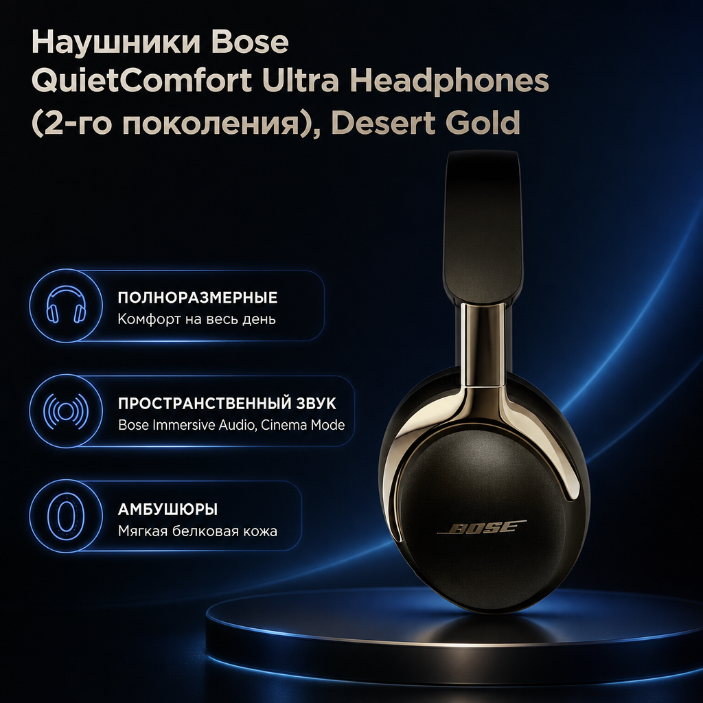 Инфографика: Наушники Bose QuietComfort Ultra Headphones (2-го поколения), Desert Gold