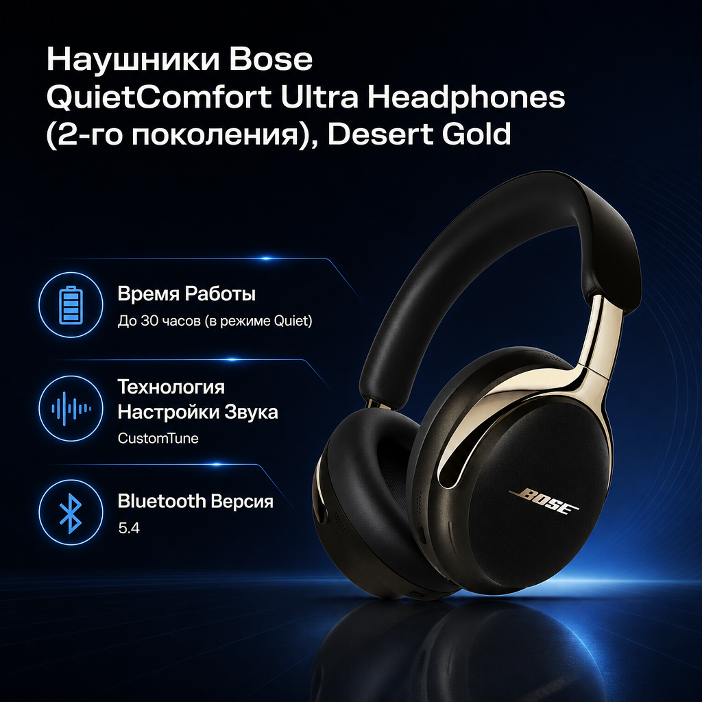 Инфографика: Наушники Bose QuietComfort Ultra Headphones (2-го поколения), Desert Gold
