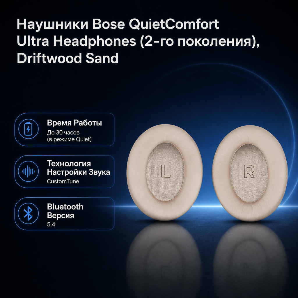 Инфографика: Наушники Bose QuietComfort Ultra Headphones (2-го поколения), Driftwood Sand