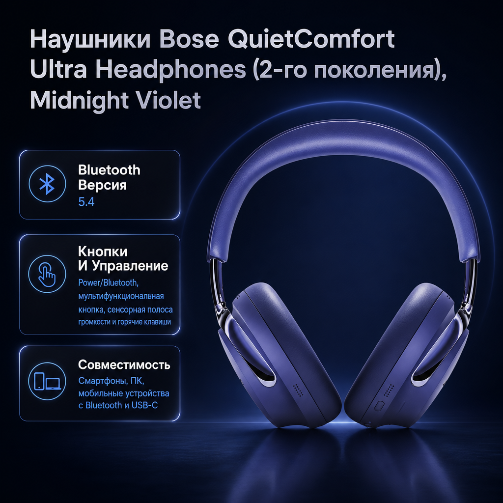 Инфографика: Наушники Bose QuietComfort Ultra Headphones (2-го поколения), Midnight Violet