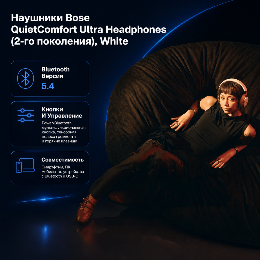 Инфографика: Наушники Bose QuietComfort Ultra Headphones (2-го поколения), White