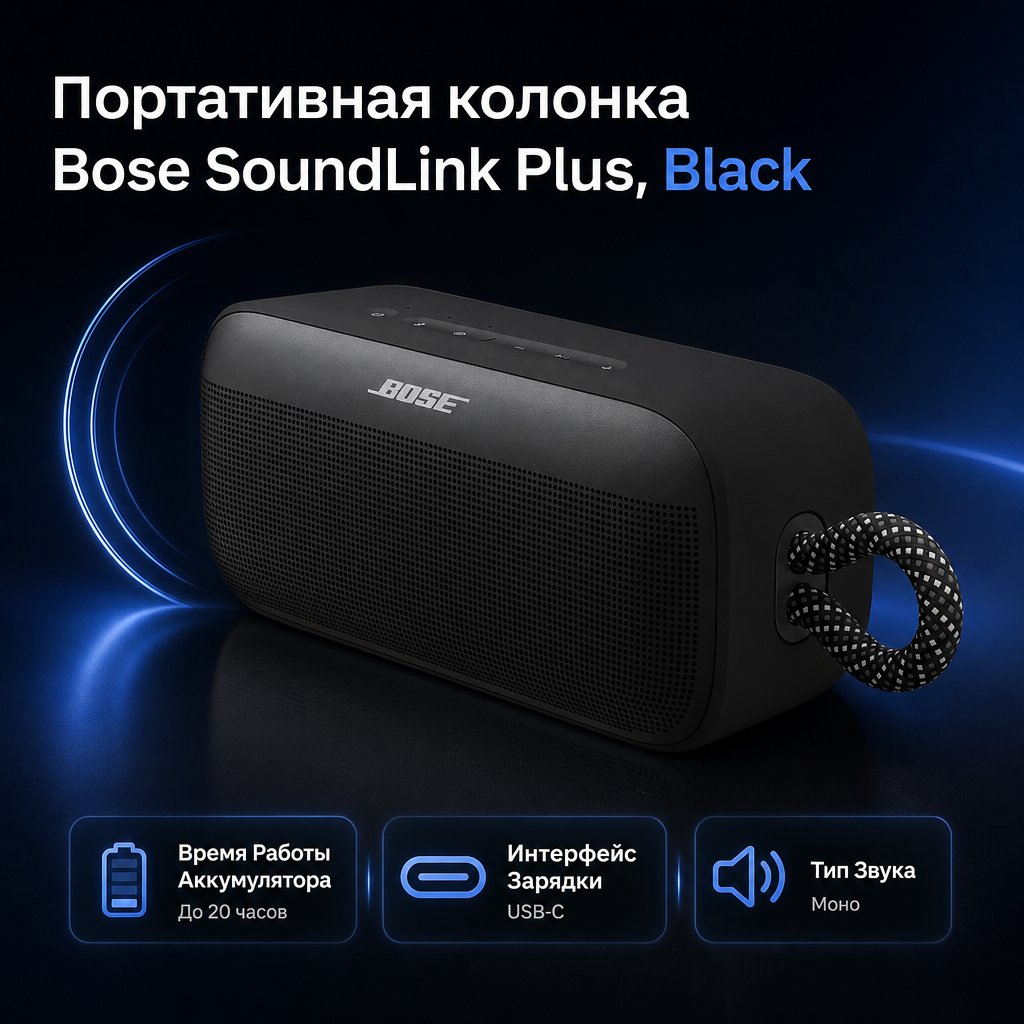 Инфографика: Портативная колонка Bose SoundLink Plus, Black