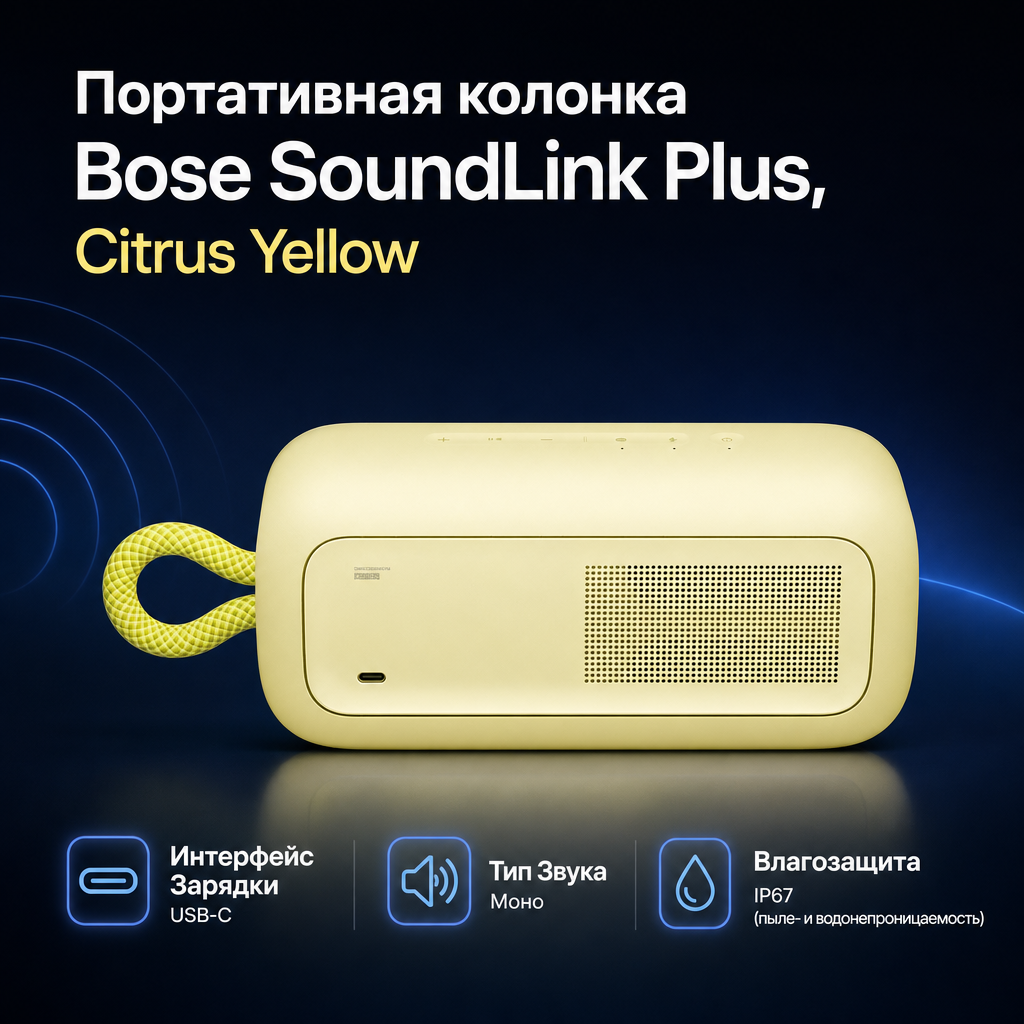 Инфографика: Портативная колонка Bose SoundLink Plus, Citrus Yellow
