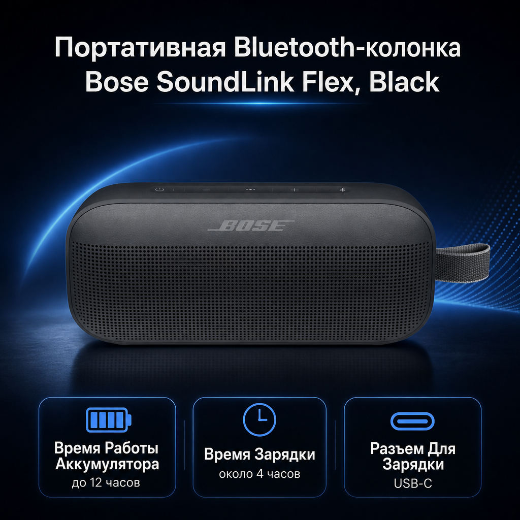Портативная Bluetooth-колонка Bose SoundLink Flex, Black
